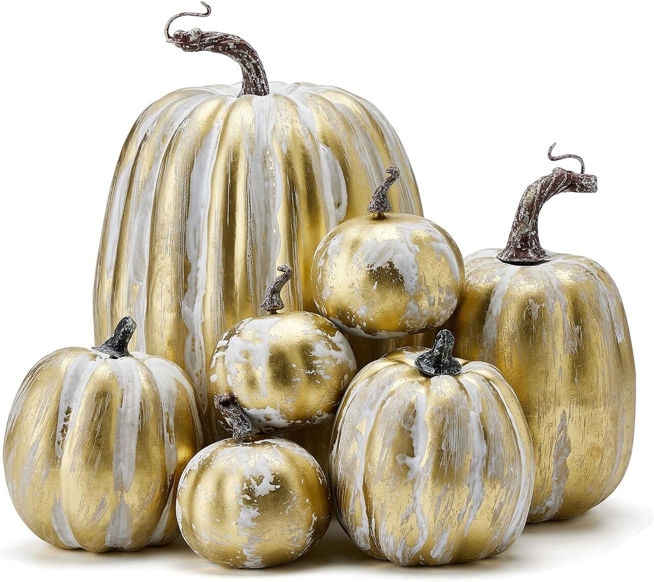 Halloween Lifelike Simulation Foam Pumpkins Set Fall Harvest Home Party Supplies (White Gold, One Size)